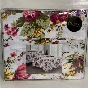 Brand new Queen size bed sheet set,4PCS,deep pocket,floral Egyptian Comfort
